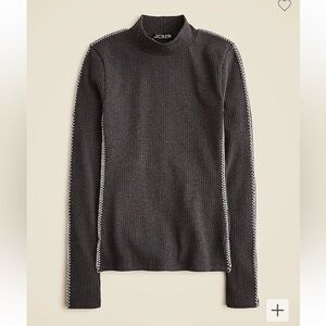 J crew heather charcoal Premium rib turtleneck with whipstitch trim